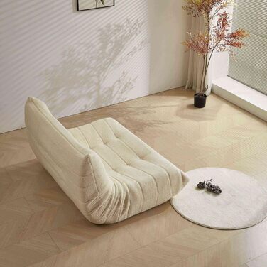 Диван-мішок okwish, гігантський двомісний диван, виготовлений з флісу, великий диван-лінька, ідеально підходить для читання та відпочинку в приміщенні та на вулиці, бежевий бежевий двомісний 1 плюшевий
