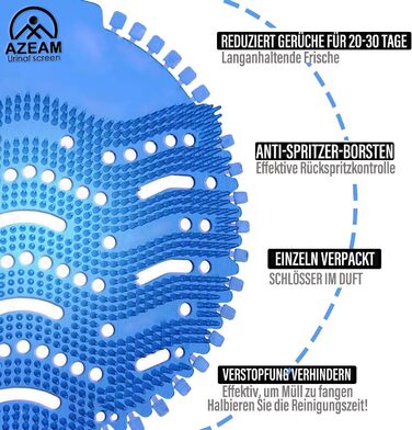 Ситечко для пісуара 10 шт. з ароматом Вставка для пісуара 30 днів Ефект свіжості Ситечко Pissoir Захист від бризок Освіжувач повітря Кожен пісуар і пісуар Одноразові рукавички Килимок-вставка для пісуара (блакитна/морська свіжість) (20 шт. - блакитна / мо