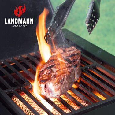 Газовий гриль LANDMANN COOL BLACK 4.1 maxX Гриль-візок з 4 пальниками, бічним пальником та зоною maxX до 800 C З решіткою для підігріву, великою робочою поверхнею, двостінною кришкою та бічними столиками