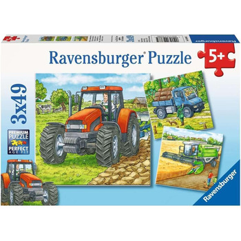 Дитячий пазл Ravensburger - 09388 Велика сільськогосподарська техніка - Пазл для дітей від 5 років, 3x49 елементів, жовтий