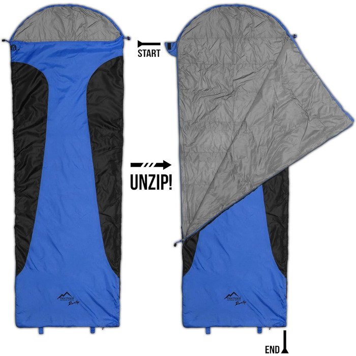 Ультралегкий спальний мішок normani Runty КОМПАКТНИЙ РОЗМІР Наповнювач з 3D мікрофібри Microtech, водонепроникний літній спальний мішок темно-синього кольору 210 см x 75 см x 60 см (правий)