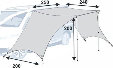Брезент для автобудинку yourGEAR Tropea з бічними стінками, водонепроникним сонцезахисним вітрилом Bulli із захистом від ультрафіо