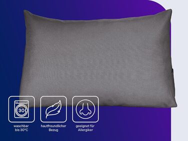 Затишна подушка для спини Traumnacht, подушка для читання, 70 x 40 см темно-сірого кольору, знімна, чохол, який можна прати, виготовлений зі 100 поліестеру, практична бічна кишеня, сертифікована Oeko-Tex, виготовлена за німецькими стандартами якості. Темн