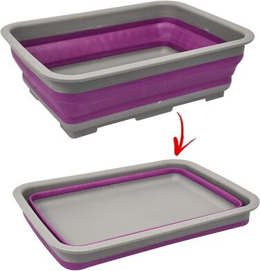 Складана чаша для миття посуду Ram портативна 10-літрова ємність для зберігання води, ідеально підходить для кемпінгу, караванів, активного відпочинку, кухні тощо фіолетова