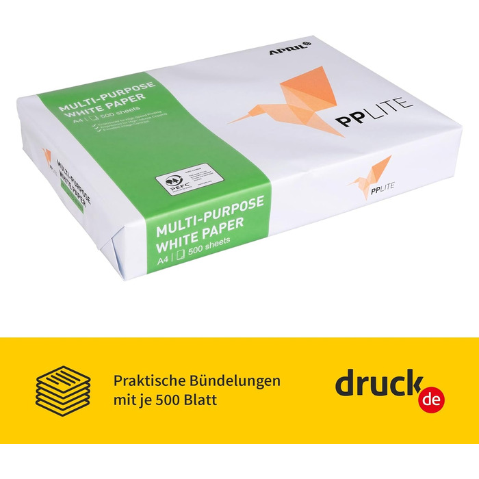Звичайний папір для принтера DIN A4 5000 аркушів (2 x 5 x 500 аркушів) Білий універсальний офісний папір для копіювання Ідеально підходить для офісу та дому (2 коробки 5000 аркушів)