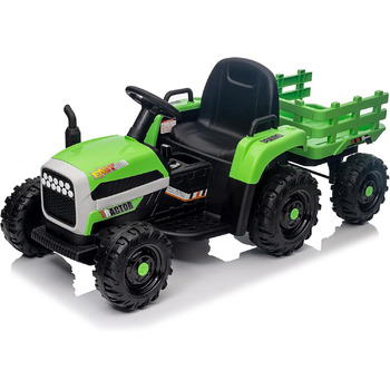 Дитячий електричний трактор, 12В 3-швидкісний трактор зі знімним причепом та пультом дистанційного керування 2.4G, дитячий електро