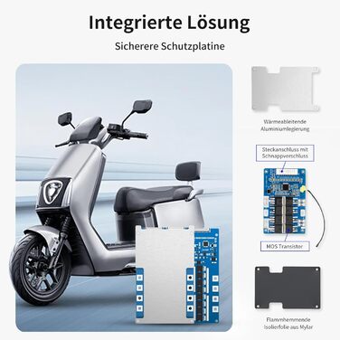 Захисна плата літієвої батареї BMS 14S 51.8V 30A з балансувальним проводом та NTC, загальним підключенням, десятьма функціями захисту, системою керування літій-іонним акумулятором, Li-Ion BMS Bisida BMS 14S 51.8V 30A