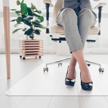 Захисний килимок для твердих підлог KARAT - 100 x 120 см, молочно-білий - Захисний килимок для офісних стільців, захисний килимок для паркету, ламінований килимок з поліпропілену (Revolution)