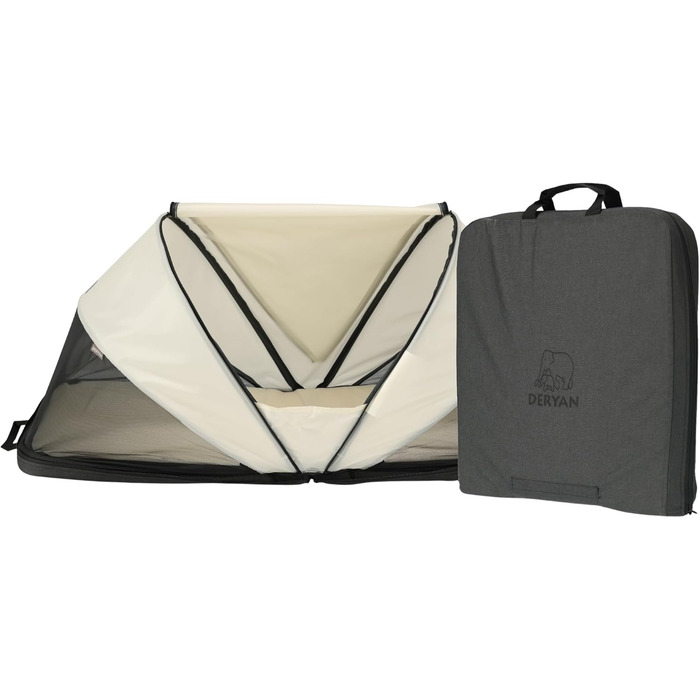 Дитяче ліжечко Deryan Cutey з матрацом від народження до 2,5 років - Складане дитяче ліжечко-намет, яке встановлюється за 2 секунди - Включає москітну сітку та дорожню сумку, для ОДНІЄЇ дитини - 136x84x62 см (кремовий)