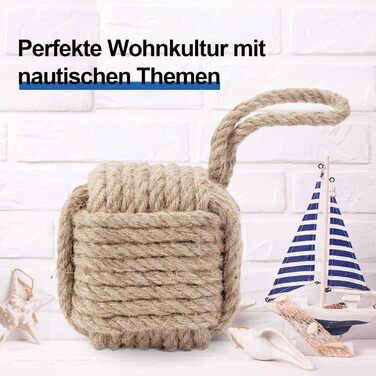 Декоративний морський обмежувач дверей ручної роботи з ручкою, джутовий обтяжений внутрішній обмежувач дверей матроський вузол для