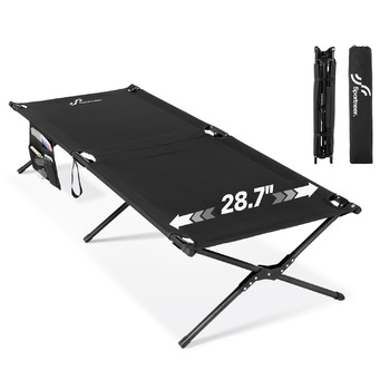 Розкладне ліжечко Sportneer 199 x 73 см, складне кемпінгове ліжко, складне гостьове ліжко для кемпінгу, походів, подорожей на природі, пляжу, саду на свіжому повітрі, використання в приміщенні, чорне