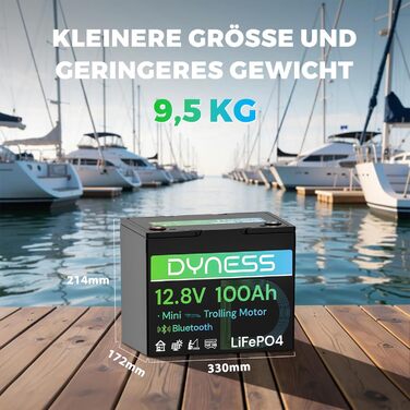 Літій-іонний акумулятор LiFePO4 12V 100Ah з Bluetooth Mini та 100A BMS, макс. 15000 циклів, 12V глибокого циклу літій-залізо-фосфатний акумулятор для караванів, сонячних систем для дому, човнів 12V 100Ah Mini Bluetooth