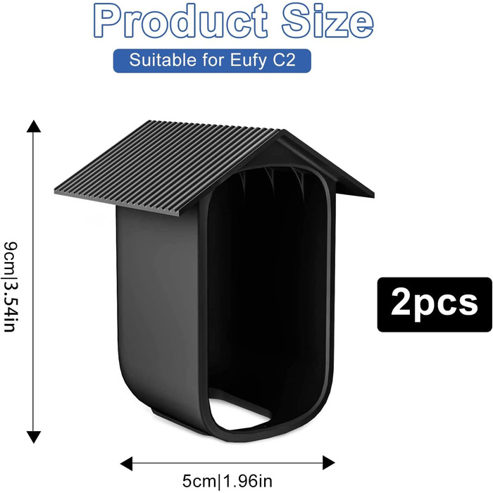 Водонепроникний силіконовий чохол RUNEAY для EufyCam 2C/2C Pro, чорний силіконовий захисний чохол із захистом від ультрафіолетових променів, водонепроникна та ультрафіолетова домашня зовнішня камера для використання в приміщенні та на вулиці