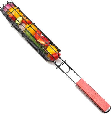 Кошик для гриля з нержавіючої сталі Bestargot Camping 304, кошик для гриля на дровах, кошик для гриля з 1 предметів з дерев'яною р