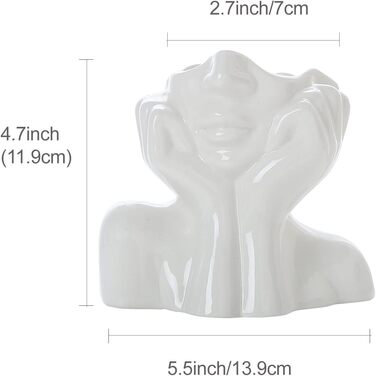 Ваза для обличчя, Декор столу з вазою для квітів, Керамічна ваза для тіла Ідеальна полиця жіночої форми, Сучасний фермерський стіл