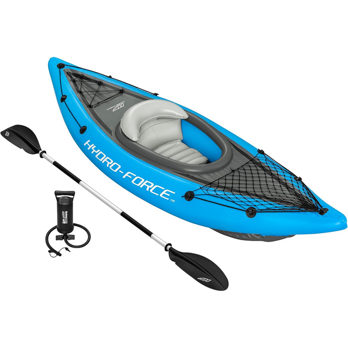 Надувний каяк на 1 особу з ручним насосом, веслом, сумкою для перенесення, синій, Single Cove Champion 2023