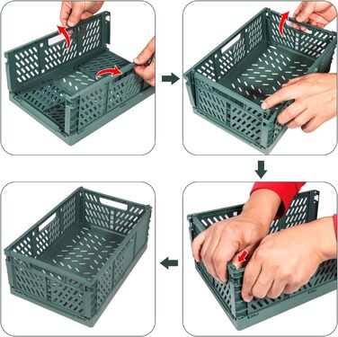 Набір складаних ящиків Bocguy з 4 предметів, міцні пластикові складні коробки, складні кошики для зберігання, штабелювані складні ящики для зберігання на кухні, в спальні, кабінеті, офісі, саду (30,5 * 20 см * 12 см) M - 30 * 20 * 12 см 4 кольори
