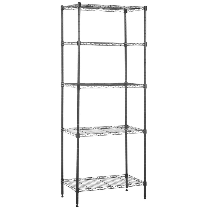 Вузька шафа для зберігання Storeo Basics з 5 полицями, регульованими по висоті полицями та ніжками, чорна, 60,1 x 35,6 x 152,4 см, без коліс Чорна 5 полиць 60,1 x 35,6 x 152,4 см Без коліс