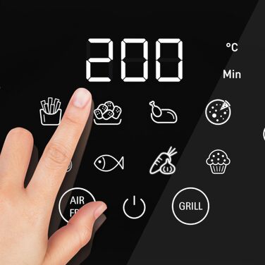 Мультикнопкова фритюрниця WMF, фритюрниця, 1550 Вт, 0,8 кг для 4-6 осіб, здорове смаження, зневоднення, гриль, фритюрниця з 8 програмами, фритюрниця 4,2 л, чорна