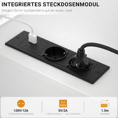 Комп&39ютерний стіл, ігровий стіл 120x50 см з RGB LED-підсвічуванням, стіл з розеткою, комп&39ютерний стіл з підставкою для монітора, маленький стіл для невеликих приміщень, кабінет, спальня, офіс, білий, 120 см