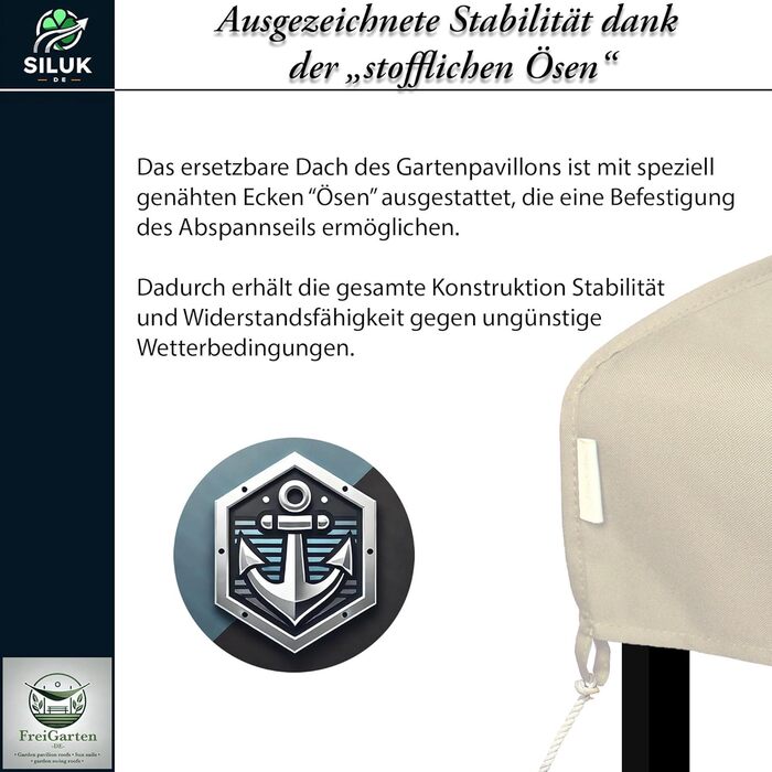 Замінний дах для садового павільйону 3 x 3 м, водонепроникний, матеріал Панама, м&39який ПВХ Панама 370 г/м, надзвичайно міцний, бежевий