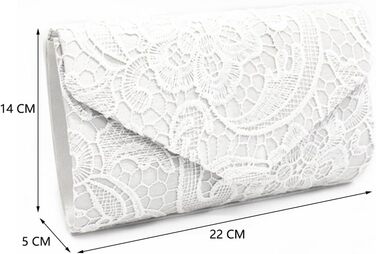 Клатч з мереживною накладкою, жіночий клатч, квітковий візерунок, мереживо, елегантна сумочка для вечірок та весіль 01 Білий