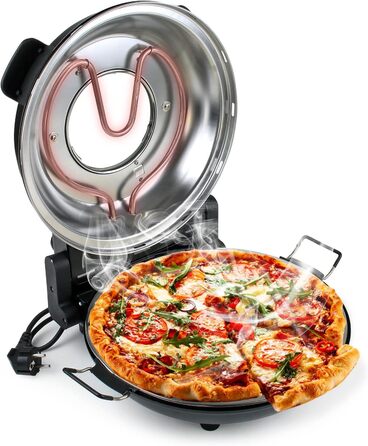 Піцайола зі стільницею з керамічного каменю Ø32 см і оглядовим вікном, два нагрівальні елементи max. 400C, з таймером