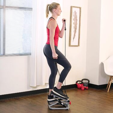 Міні-степер Sunny Health & Fitness для тренувань степер з низьким навантаженням, кардіотренажер для всього тіла, з додатковим безкоштовним підключенням до додатку SunnyFit та еспандером 02 Advanced