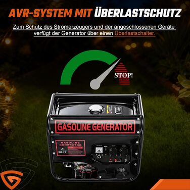 Тактний бензиновий генератор, електричний стартер 5000 Вт, аварійний генератор 12 к.с. з автоматичним регулюванням напруги (ARV), 2 розетки 230 В, 1 розетка 12 В, бак 15 л, 50 Гц, CE, портативний на колесах, для кемпінгу, будівельних майданчиків та дому, 