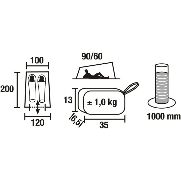 Сімейний намет High Peak Minilite, кемпінговий намет для 2 осіб, легкий 1,0 кг, малий розмір у упаковці, водонепроникність 1500 мм, система вентиляції, захист від комарів, сірий/червоний
