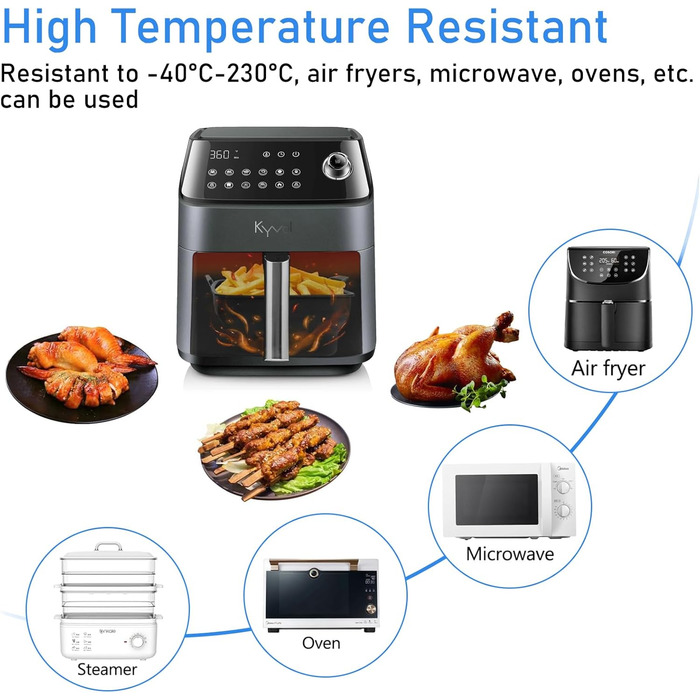 Набір аксесуарів для фритюрниці, аксесуари для фритюрниці з силіконовою формою 2 шт. XXL Силіконова форма для випічки Philips 6.2 л, COSORI 5.5 л/4.7 л, Cecotec 6 л зі щіткою для олії, кухонними щипцями та 2 силіконовими рукавичками