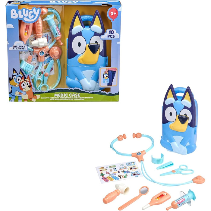 Медичний набір Bluey Включає 10 аксесуарів з сумкою для перенесення Медичний ігровий набір для дітей Набір невідкладної медичної допомоги для дітей Рольова іграшка для навчання від 3 років