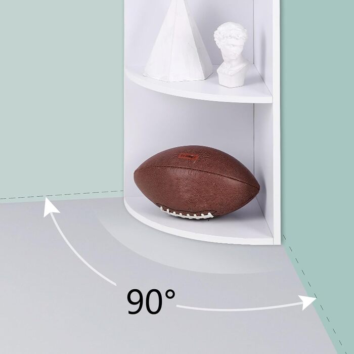 Кутова полиця VASAGLE з 4 ярусами, окремостоячі полиці для зберігання, дерев&39яна книжкова полиця, для кухні, спальні, вітальні, офісу, біла LBC42WT