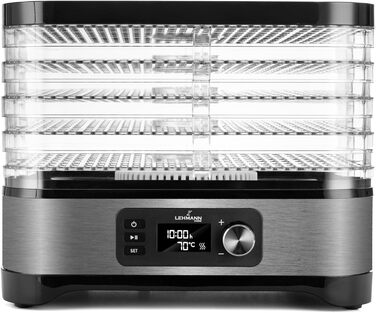 Дегідратор нержавіюча сталь 450W Сушарка для їжі з 5 рівнями дегідратора Дегідратор з регулятором температури 35-70C Сушарка для фруктів, грибів, м'яса, трав, без бісфенолу А, 4525