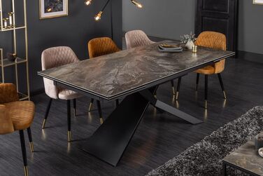 Розкладний обідній стіл invicta INTERIOR Euphoria 180-220-260 см, сіро-коричневий, керамічний, зроблено в Італії, оливково-сірий, чорний