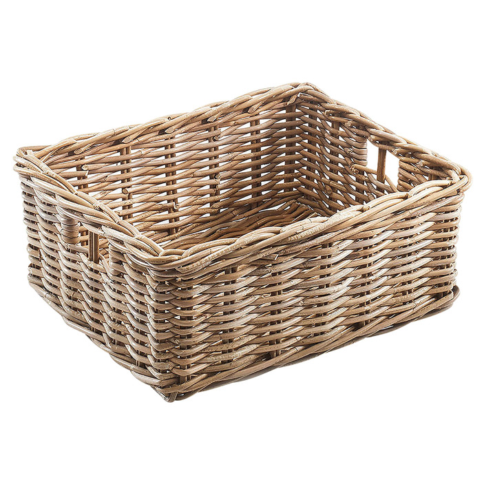 Кошик Kobolo з ротанга, полиця для зберігання - квадратний - ротанг - кубу сірий - великий - 52x40x20 см