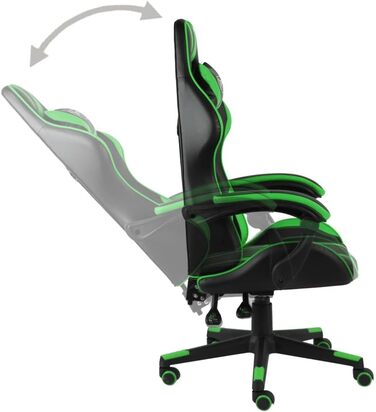 Геймерське крісло, чорно-зелена штучна шкіра