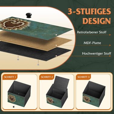 Комод WLIVE з 5 тканинними шухлядами, комод для спальні, комод для вітальні, з міцним сталевим каркасом, богемний стиль 29,8 Г x 100 Ш x 63,7 В см (5 шухляд) зелений