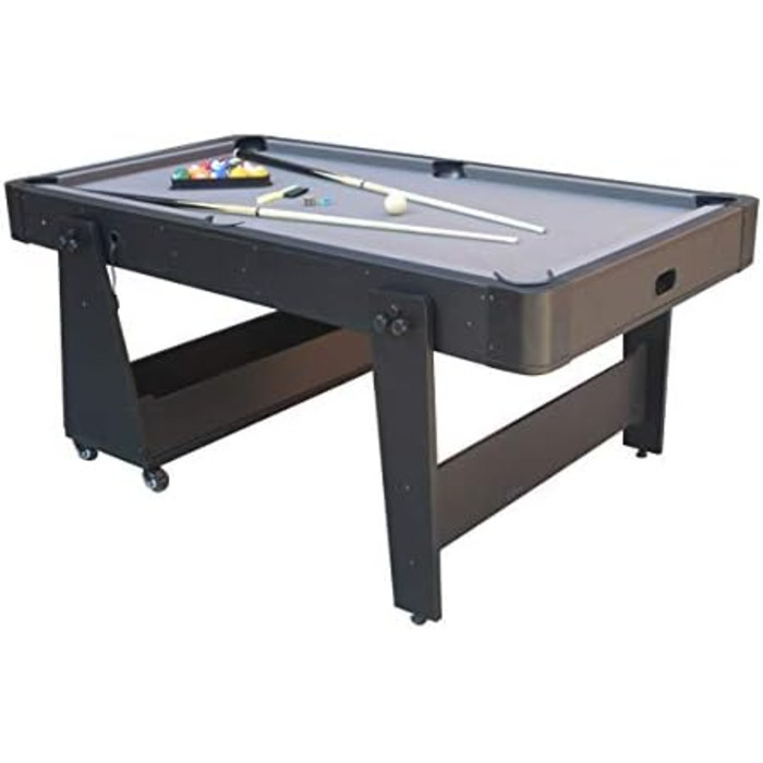 Стіл для аерохокею Twist Max сіро-чорний, мобільний (складаний та мобільний) 6,5 футів - комбінований 2 в 1 стіл для аерохокею та більярду