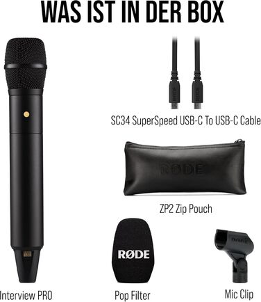 �DE Interview PRO Бездротовий ручний конденсаторний мікрофон з капсулою мовної якості та 32-бітним вбудованим записом для створенн