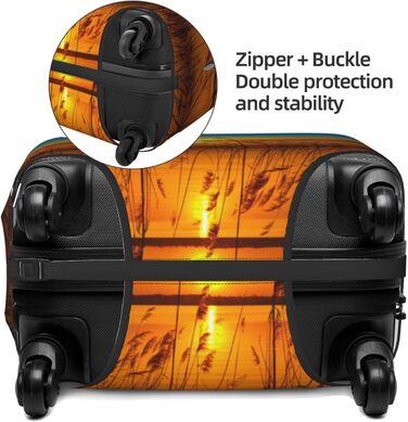 Чохол для валізи Прибережна тростина з принтом, еластичний захист від подряпин та пилу, чорний, розмір 95