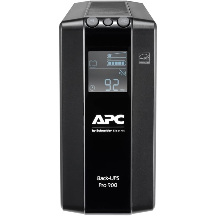 Резервний ДБЖ APC by Schneider Electric PRO UPS 900 ВА живлення - BR900G-GR - включно зі страхуванням захисту пристрою вартістю 150 000 євро (5 функцій енергозбереження, багатофункціональний дисплей) (живлення 900 ВА - модель MI, виходи IEC - IEC - IC, од