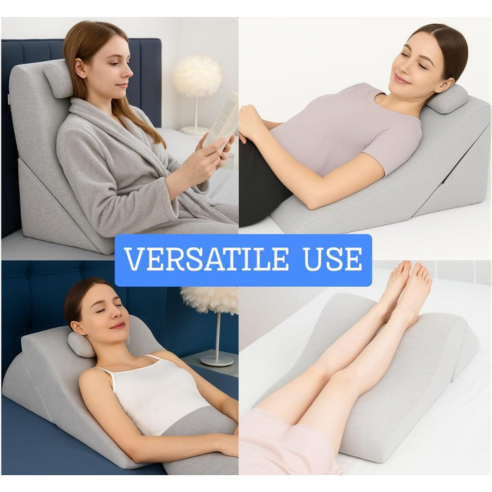 Подушка для читання спинка, регульований підголівник, піна з ефектом пам&39яті, знімний чохол, дихаюча та нековзна, трикутна ручка для спини, шиї та ніг 60 x 50 x 30 см