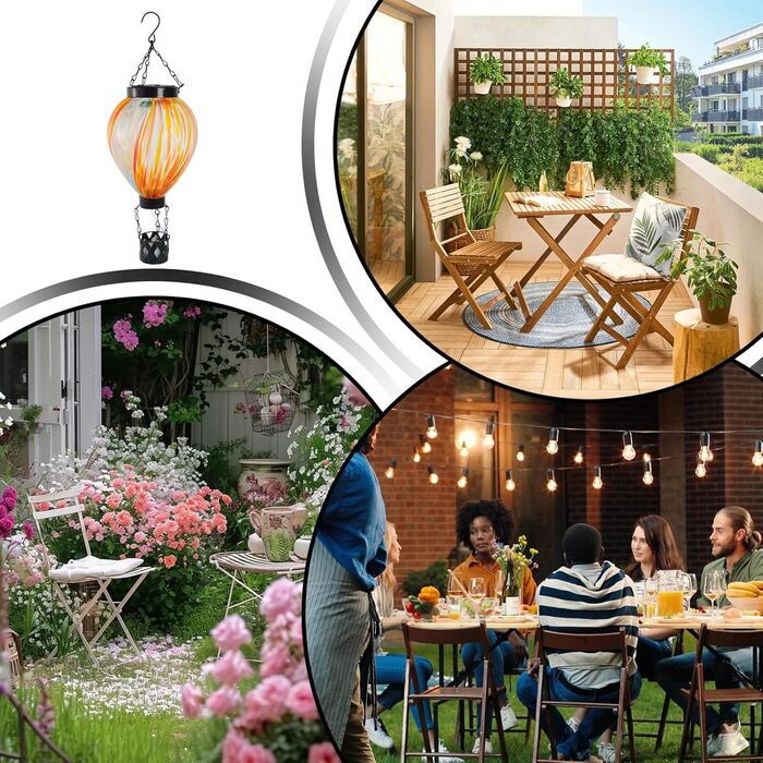 Сонячна лампа на повітряних кульках, повітряний ліхтар для подвір&39я, декоративна лампа 20,3 см з водонепроникною функцією, міцний вуличний ліхтар для доріжок, садовий аксесуар зі святковим дизайном, предмет декору для дому