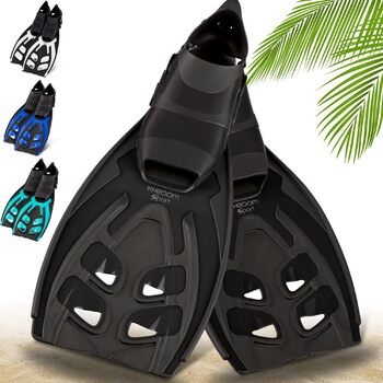 Ласти Khroom для дорослих, розмір 36-47 - висока якість, зроблено в Італії, ласти для плавання з маскою та трубкою та дайвінгу, унісекс регульовані ласти для сноркелінгу / ласти для дайвінгу, жіночі та чоловічі, 36-41 (SM), чорні