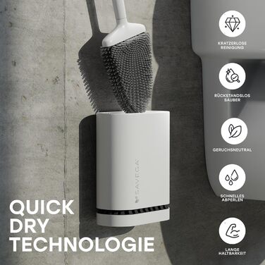 Силіконова щітка для туалету з плоскою та гнучкою головкою - Силіконова щітка для туалету зі швидковисихаючим тримачем - Сучасна щ