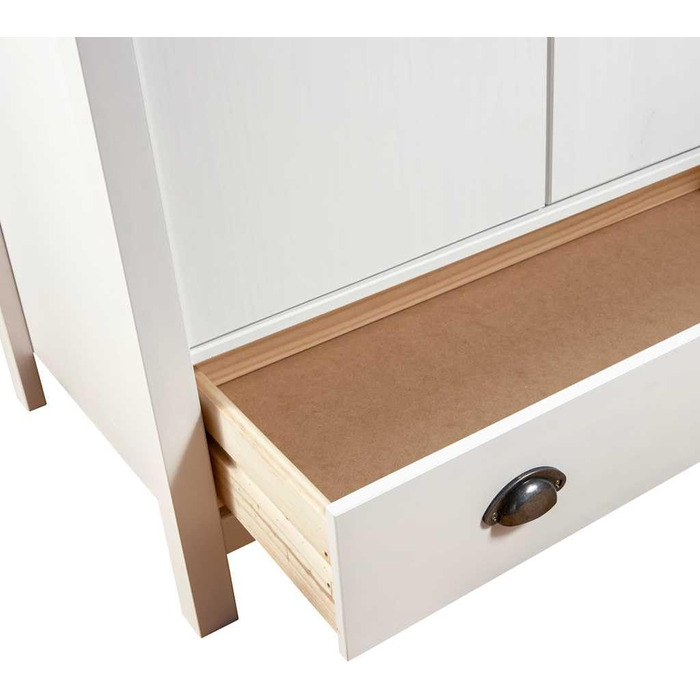 Шафа з масиву сосни з 3 дверима та 2 шухлядами, дерев&39яна шафа, шафа для спальні, 127x50x170 см, біла