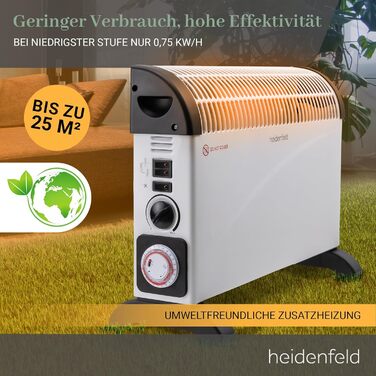 Електричний конвекторний обігрівач Heidenfeld HL200 Конвекторний обігрівач потужністю 3 Вт - 2000 Вт - конвектор - термостат - захист від замерзання - електричний обігрівач - опалення - вентиляторний обігрівач - до 25 м (з турбонаддувом)