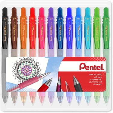 Ручка Pentel Energel X BL107 Gel Rollerball, висувна, наконечник 0,7 мм, пакет молюсків (12 шт. , незамінна) Essential 12 шт.