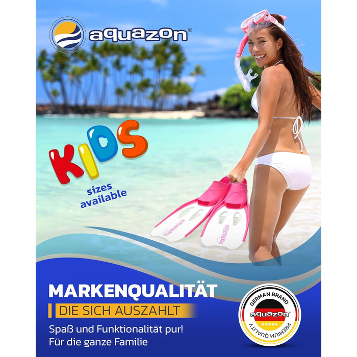 Ласти Aquazon Flipper, ласти для снорклінгу, ласти для дайвінгу, ласти для плавання для дітей, підлітків, дорослих для снорклінгу, плавання в модних рожево-білих кольорах 27-30